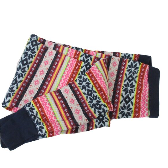 Old Navy Girls Small Pink Striped Fair Isle Microfleece Pajama Pants Legging - Picture 2 of 6
